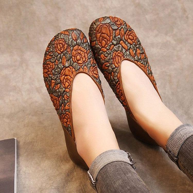 パンプス　レディース革靴　女性　フラット　春夏秋冬　オールシーズン　本革 エスニック 疲れない　履きやすい　革靴　シューズ　歩きやすい　 婦人靴