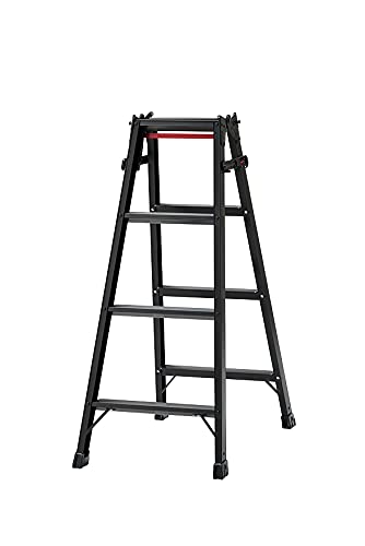 長谷川工業(Hasegawa) BLACK LABEL はしご兼用脚立(ワンタッチバー付) RHB-12a (1.10m) (10917) 4段