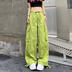 韓国ファッションズボン カラー レトロなワイド カーゴパンツ 古着が緩い タイツ