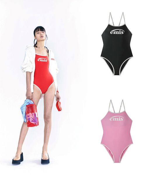 Qoo10 EMIS RACER BACK ロゴ ワンピース水