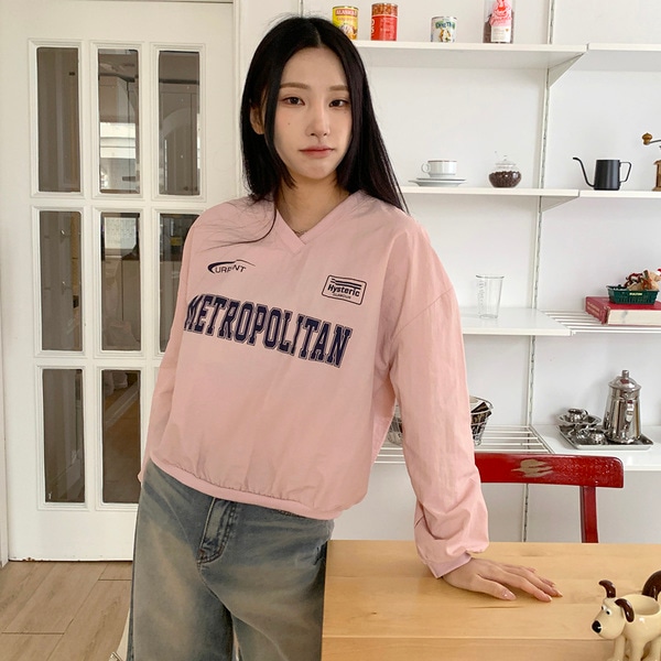 韓国 東大門 レタリング ナイロン オーバーフィット マンツーマンTシャツ