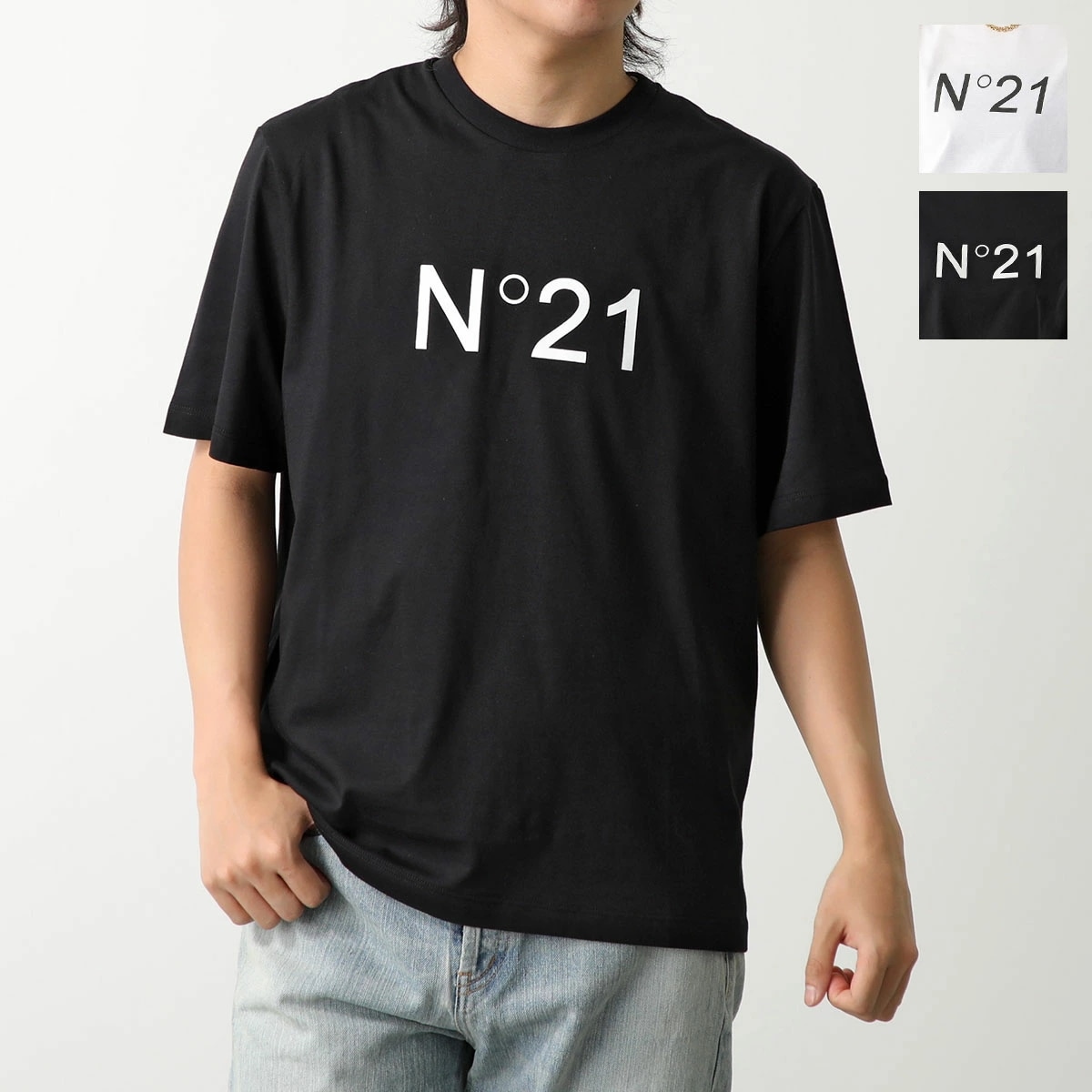 N21 ヌメロヴェントゥーノ Tシャツ F131 4157 メンズ クルーネック 半袖 コットン ロゴ プリント カラー2色