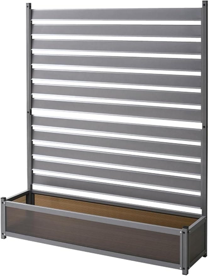 アルミプランターフェンス 幅120×奥行30×高さ149cm 目隠し フェンス プランターボックス 日よけ ガーデンマスター グレー KAPF-1215