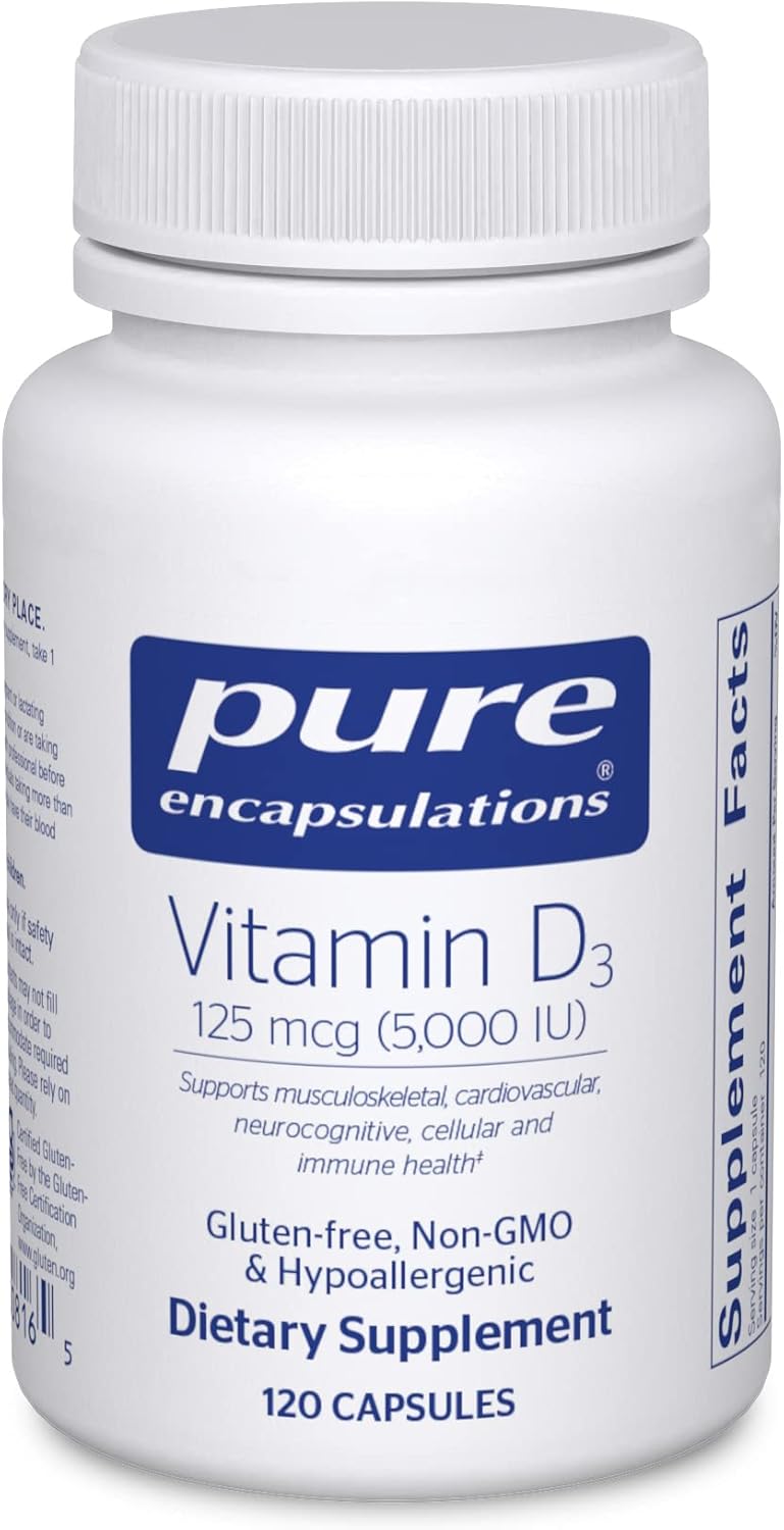 アメリカ医師の推薦 Pure Encapsulations ビタミン D3 125 mcg (5,000 IU) 120カプセル