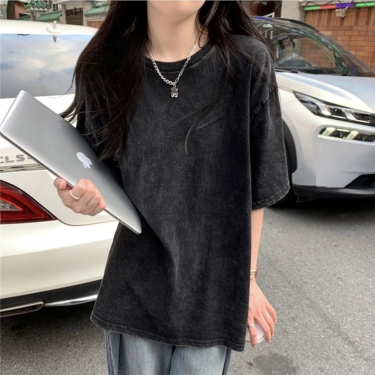 トップス Tシャツ レギュラー丈 袖あり 半袖 ラウンドネック 襟なし ルーズ プルオーバー 綿 コットン 大人可愛い きれいめ シンプル カジュアル 大人 上品 お洒落 かっこいい レトロ 大人女子