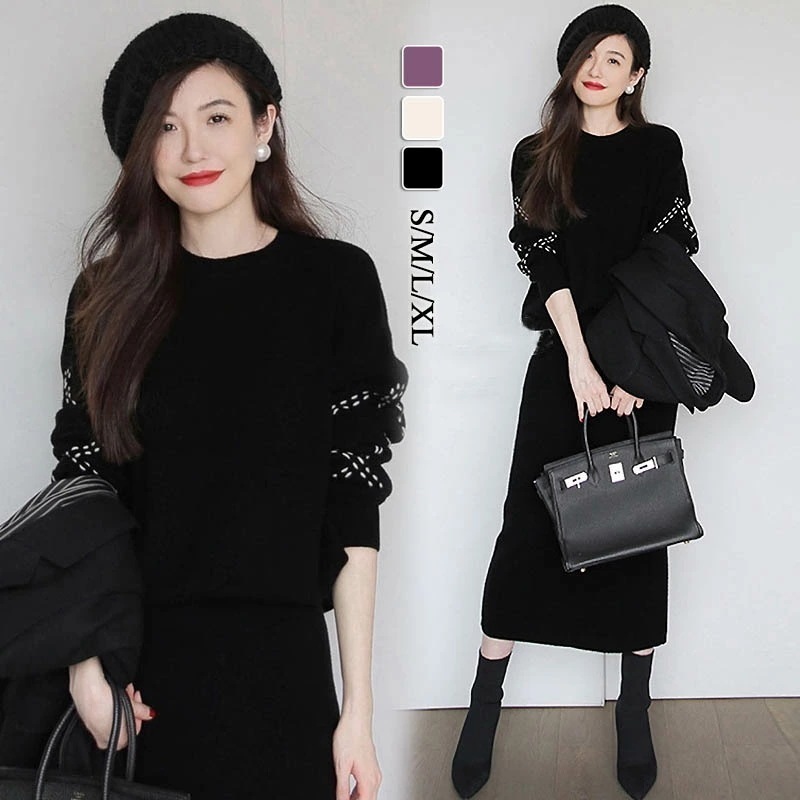 【2025新作】セットアップ レディース 40代 秋冬 長袖 ニットセーター タイトスカート セットアップ ワンピース 結婚式 ドレス 韓国風 通勤 着痩せ 30代 50代