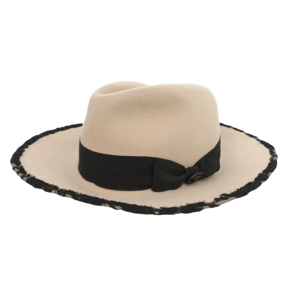 新品同様 リボン ココマーク ハット 帽子 フェルト/コットン ベージュ 1322【中古】 レディース 39,325円