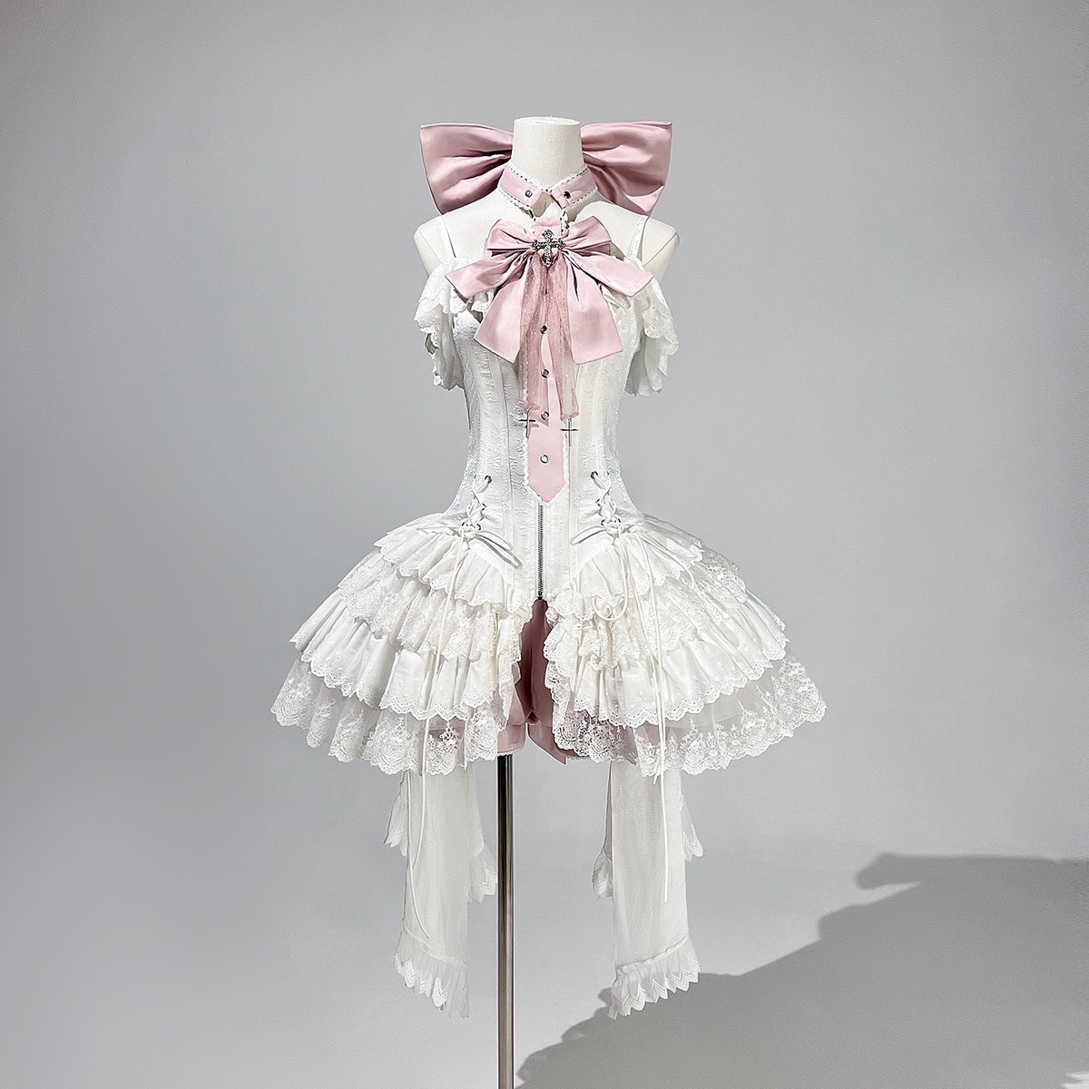 正規品デザインリボンバレエlolita白い粉蝶結びロリータワンピースドレス