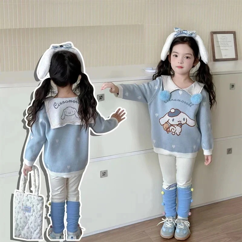 【2個買うと1個無料】新入荷 サンリオクロミ マイメロ キッズニット シナモロール 長袖 セーター 綿 冬 韓国子供服 女の子 セーラーネックトップス 誕生日プレゼント