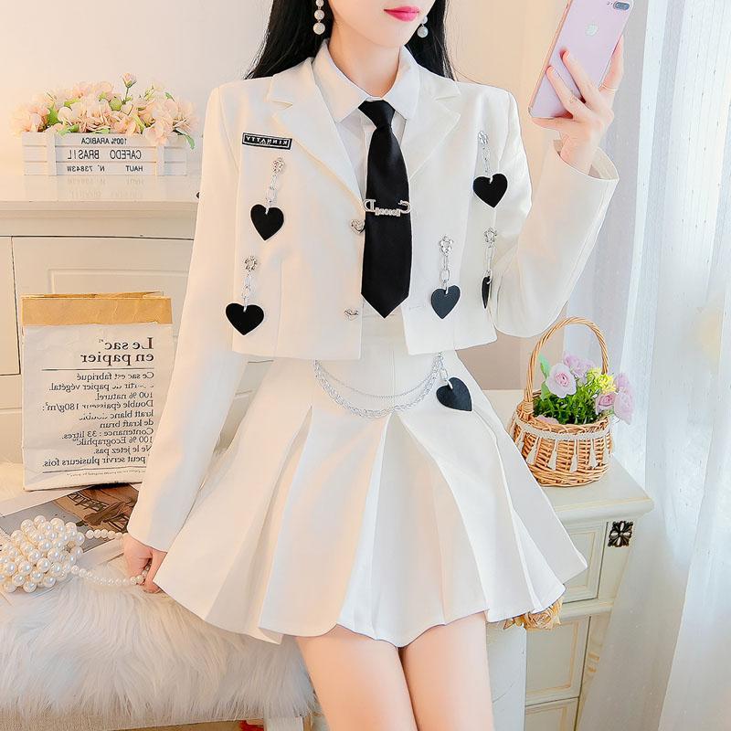 制服スーツ女2025春春作気品ブレザープリーツ洋風カーディガンスカート女子高生韓国コスプレハロウイン