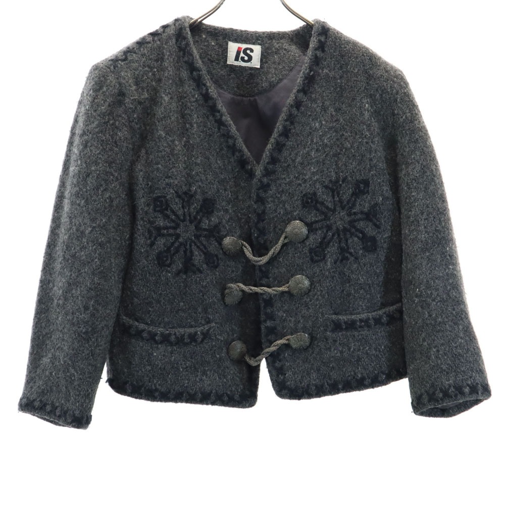 アイエス イッセイミヤケ 80s 90s オールド ウールジャケット 9 グレー I.S. ISSEY MIYAKE コンチョボタン レディース