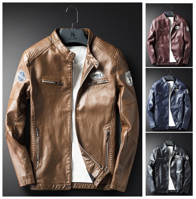 ライダースジャケット メンズ レザージャケット 刺繍 バイクウエア アウター 春秋 革ジャン