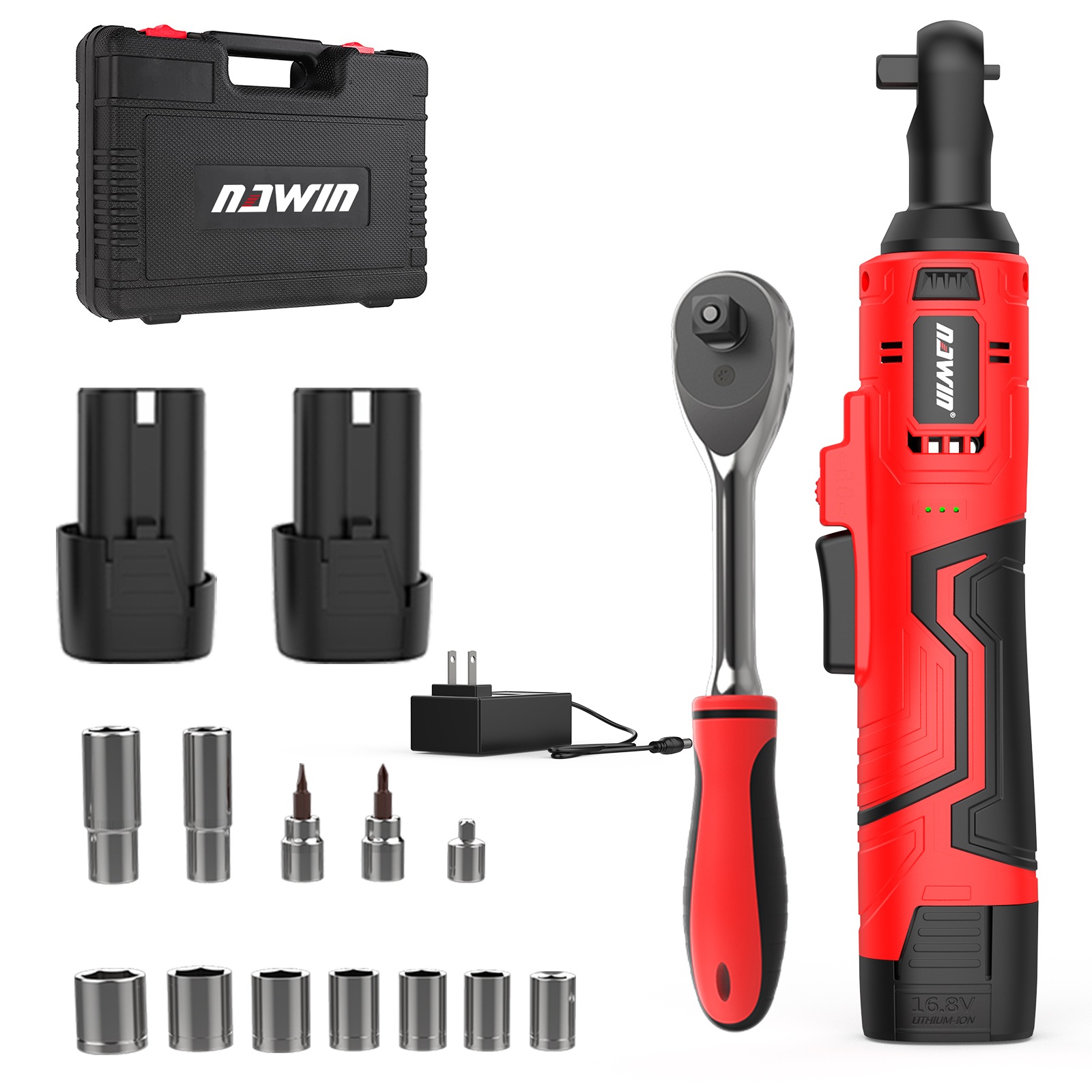充電式ラチェットレンチ 16.8V コードレス 電動ラチェットレンチ ソケットレンチセット ガレージツールセット最大トルク 55Nm 現場改装 足場の組立 自転車修理 LEDライト 差込角3/8"