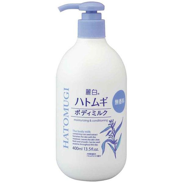 熊野油脂 麗白 ハトムギ ボディミルク 無香料タイプ 400ml 24本セット 【ケース販売】