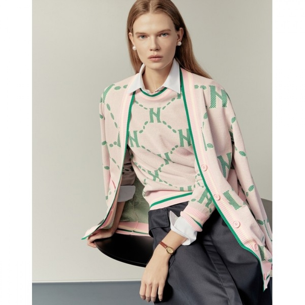 (ヘッジズレディース) 24SS ピンクシグネチャーパターンカーディガン HSSW4A205P2