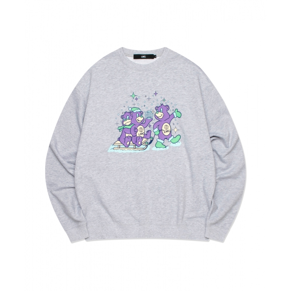 LMC SLEIGH RIDING BEARS スウェットシャツ ヘザーグレー