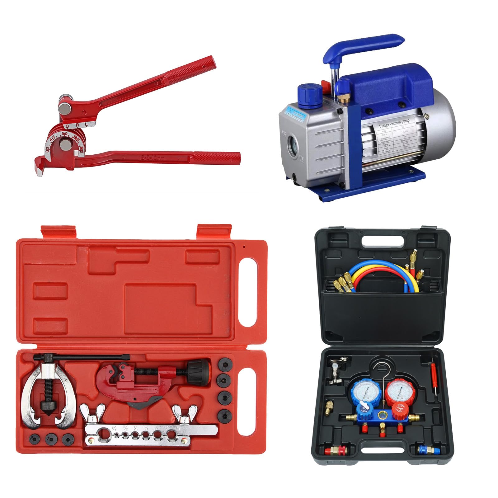 エアコンガスチャージ 真空ポンプ パイプベンダー 4点セット [並行輸入品]