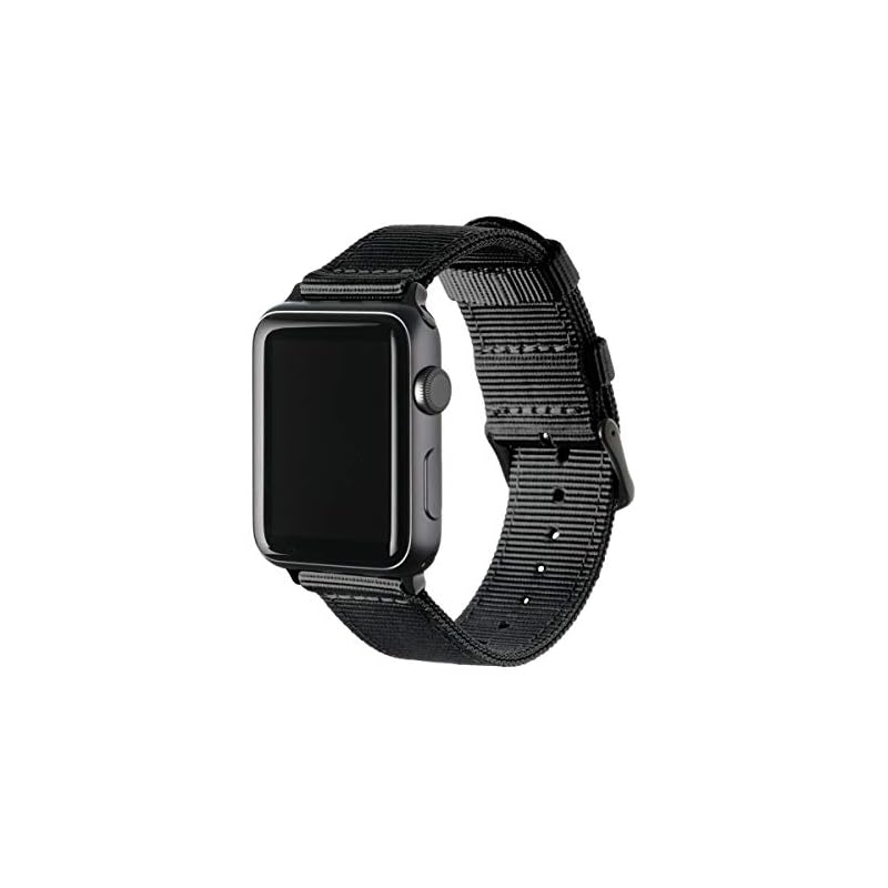 【即日発送】Archer Watch Straps プレミアムナイロン交換用バンド Apple Watch用, ブラックブラック, For 42/44/45 mm Apple Watch, クラシッ