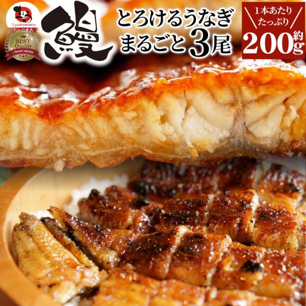 うなぎ蒲焼 3本入り（約200ｇ×3）たれ・山椒付き 鰻 かば焼き 土用 丑の日 湯煎 レンジOK 簡単解凍するだけ 惣菜 冷凍当日発送 5,282円