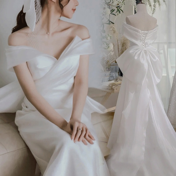 花嫁 ウェディングドレス プリンセスライン 白ドレスワンピース プリンセス シンプル 結婚式 披露宴 前撮り 後撮り 撮影用 フォトウェディング ロングドレス hs011cy