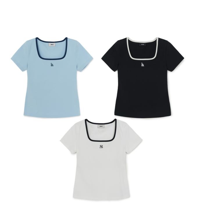 Basic Square Neck Slim Fit T-Shirt (3FTSB7363-50WHS,3FTSB7363-07BLM,3FTSB7363-07BKS)