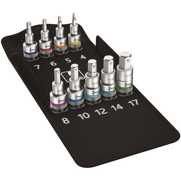 WERA ヴェラ 差込角1/2inch 9点組 INHEX ビットソケット セット 保持機能付き 4-17mm 004201 工具 ツール DIY 作業工具 道具