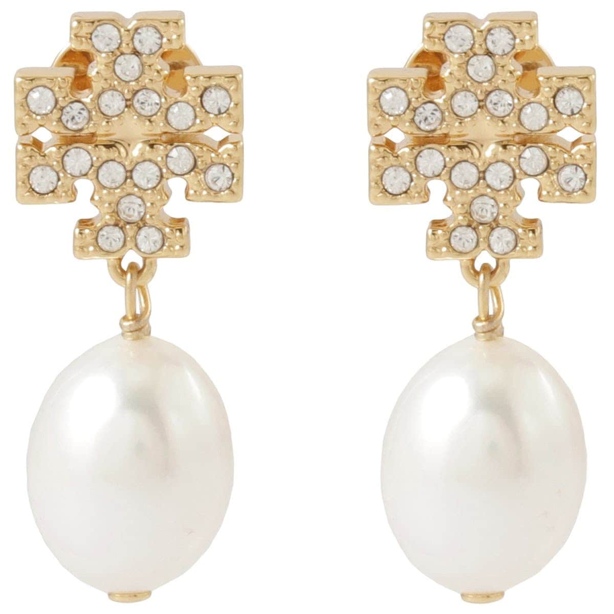 トリーバーチ ピアス Tory Burch レディース キラ パヴェ パール ドロップ ダブルT ロ
