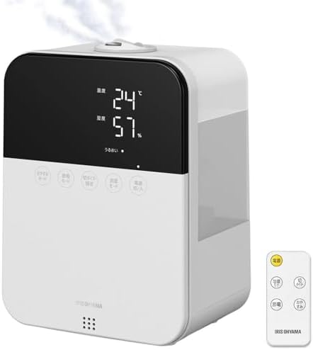 アイリスオーヤマ 加湿器 大容量 超音波式 スチーム式(加熱式) ハイブリット式 加湿量 350ml タンク容量 4.5L 10畳 12時間連続加湿 アロマ対応 リモコン付 小型 卓上 デスク用 H 8,161円