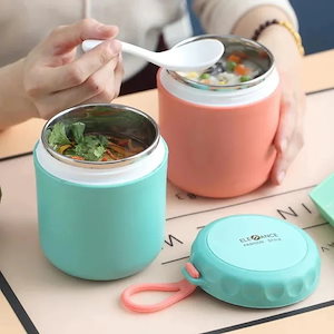蓋とスプーンで密封された小型の携帯型サラリーマンスープカップステンレス鋼インナータンク朝食カップお粥229217
