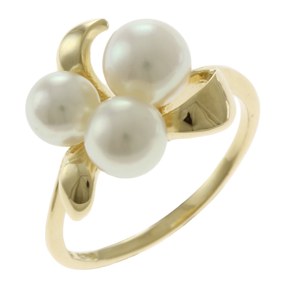 リング 指輪 5.5号 18金 K18イエローゴールド パール 中古 美品
