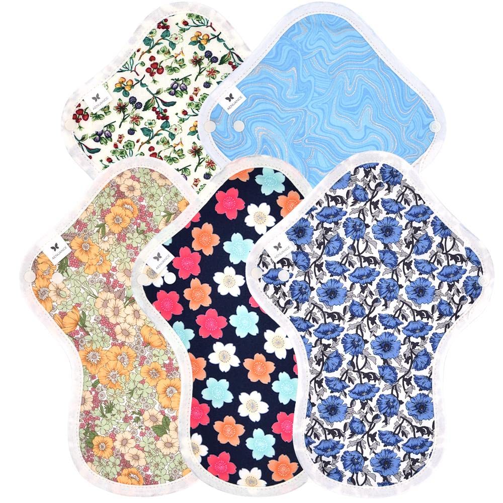 アウトレット品 AENUANCE（エニュアンス）布ナプキン 一体型 Mサイズ 5枚セット 防水 薄手 ふつうの日 多い日 昼用 生理ナプキン 尿もれ 30cc