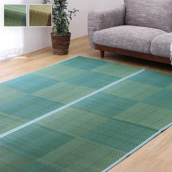 い草 ござ 花ござ 本間8畳 382382cm NDXルネ 上敷き 和室 カーペット 格子柄 夏 抗菌 ブルー ブラウン 新生活 ID002