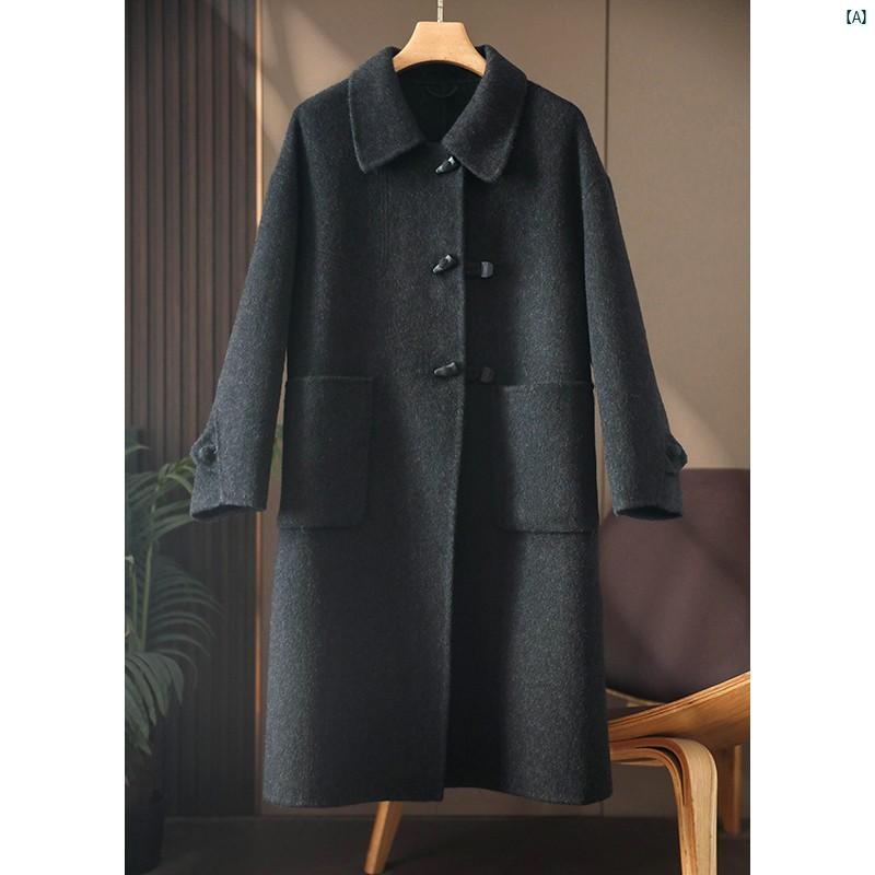 レディース ファッション　オシャレ　カジュアル　かわいい　綺麗 コウミ ジア 自然 美しい す レディース ミドル丈 レッドホーン ボタン 両面 ウール コート