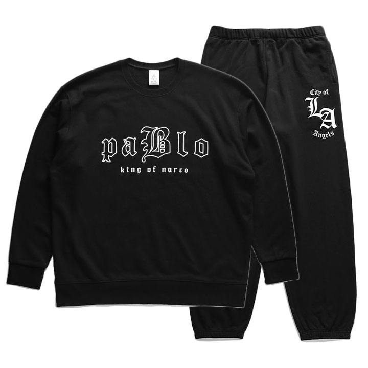 ACE FLAG 上下セット 長袖 ブランド メンズ 春秋冬用 黒 大きいサイズ エースフラッグ セットアップ トレーナー スウェット 裏パイル スウェットパンツ