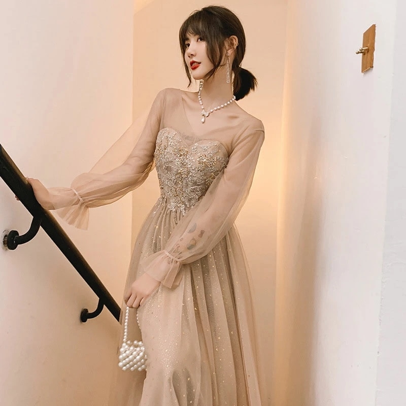 6月の新製品期間限定オファー ウェディングドレス カラードレス ウエディングドレス パーティードレス 長袖 ロングスリーブ 演奏会 発表会ドレス 花嫁 イブニングドレス 二次会ドレス ロングドレス 卒 6,838円