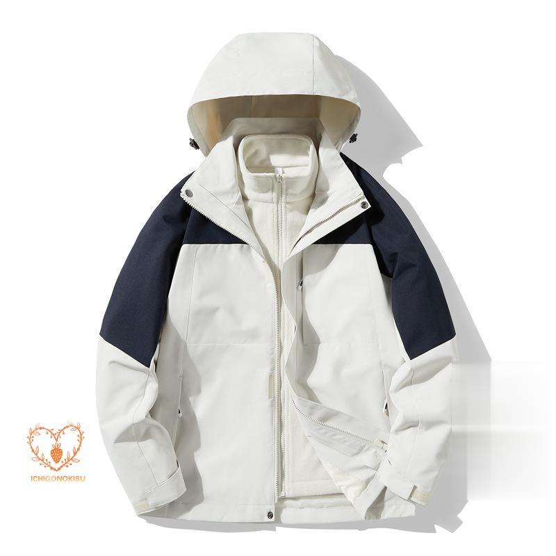 マウンテンパーカー メンズ レディース 3way フード脱着可 登山服 防風 ボアライナー付き 取り外し可 裏ボア フリースジャケット 撥水パーカー 秋 秋服 冬 冬服