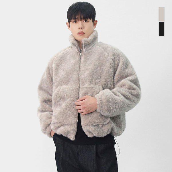 メンズ 3オンス キルティング ソフト フェイクファー ラビット ハイネック ジャンパー ファージャケット SOID025