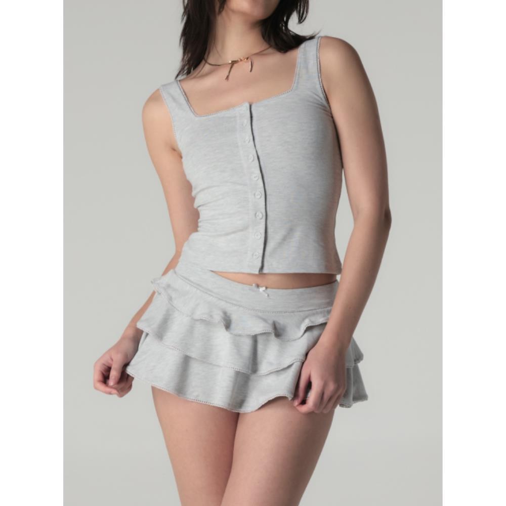 GLOWNY PICOT FRILL MINI SKIRT WHITE MELANGE GY25LWSK002W 7,682円