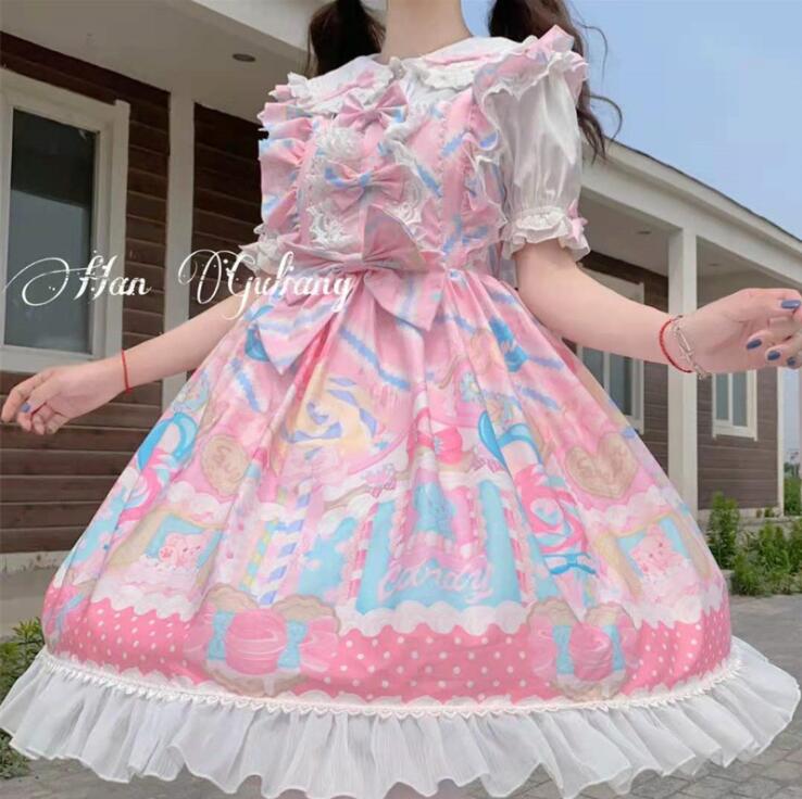 甘ロリ ジャンパースカート ロリータワンピース 可愛いロリータ服 甘いロリータ お姫様ワンピース