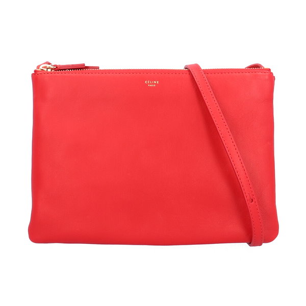 セリーヌ　トリオ　ショルダーバッグ　レザー　ラージ　バーガンディ 週末セール セリーヌ バーガンディ トリオショルダーバッグ