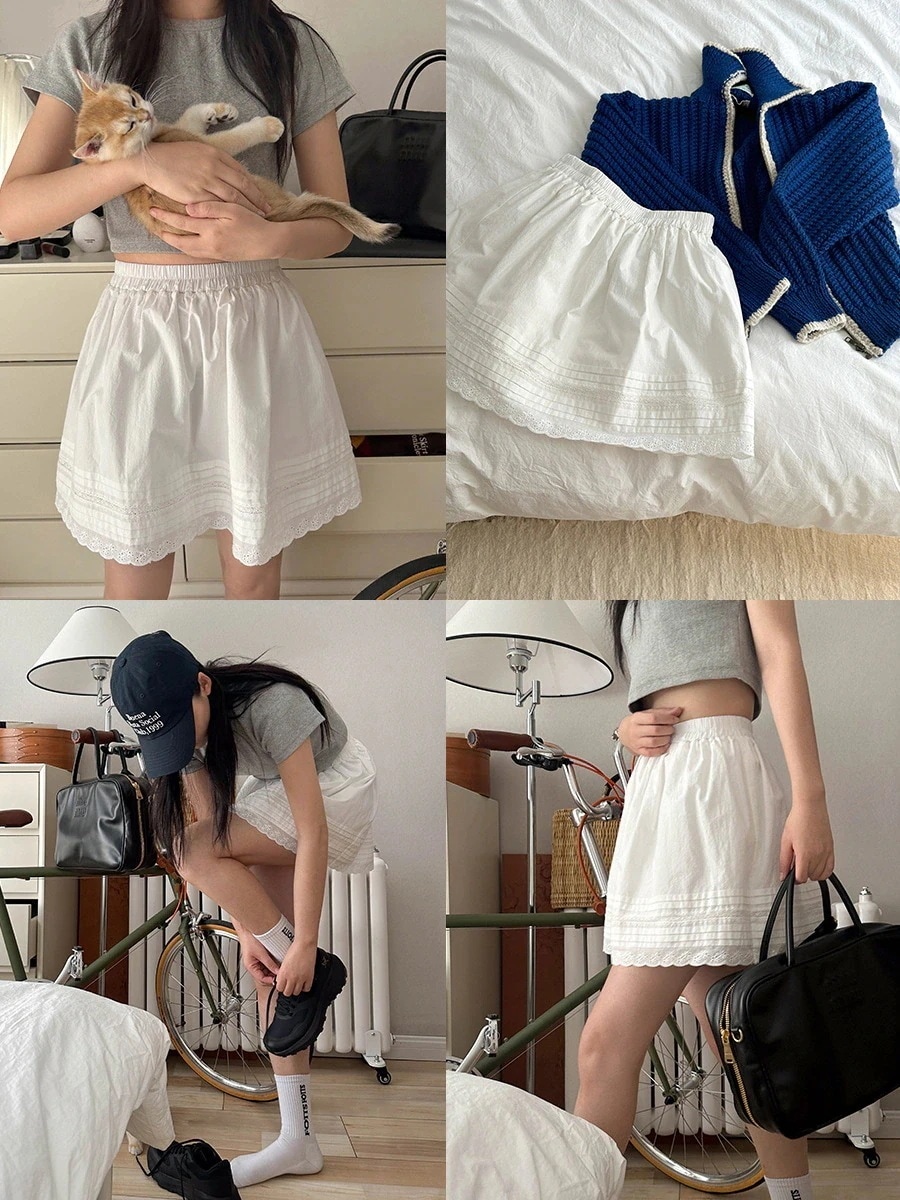 時簡レースレースレースジョイント半身スカート夏2025新型フレンチ気質だるいA字スカート