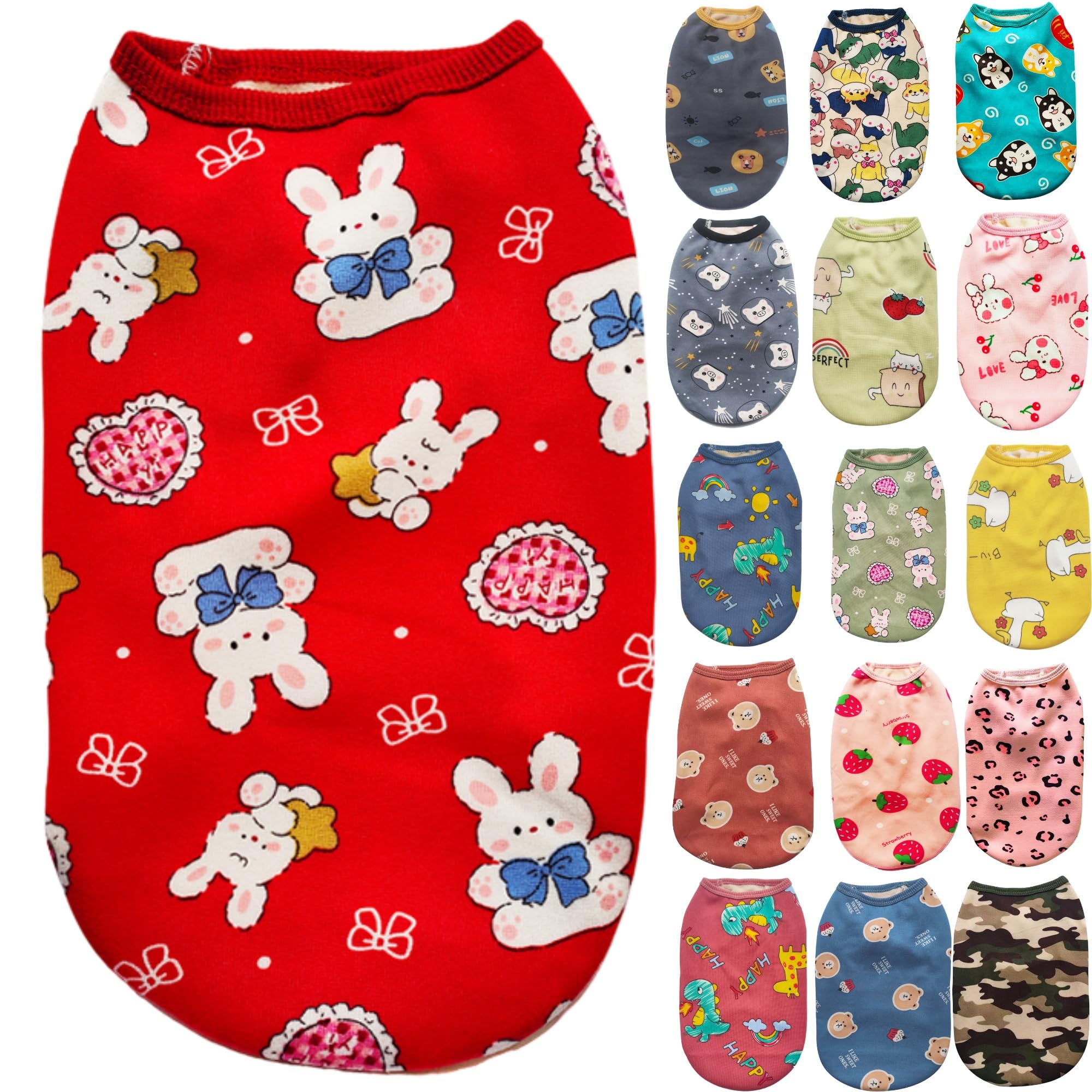 犬服 秋 冬 (S6XL) 犬の服 可愛い キャラクタータンクトップ 裏起毛 暖かい 猫服 防寒 ドッグウェア ペット服 ワンコ服 小型犬 中型犬 大型犬(カラフル秋田犬ちゃん,M)