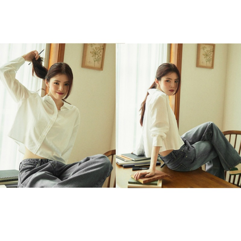 【ハンソヒ着用】Poplin Crop shirts