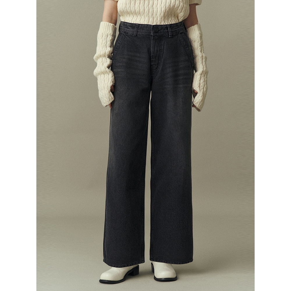 ahwe ルーズフィットデニムパンツブラック