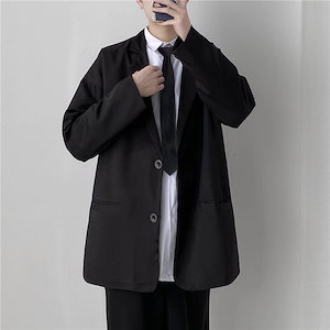 ティーンエイジャー向けのモーニングスーツ男性用韓国風ハンサムブラウスシンプルで用途の広いルーズカジュ