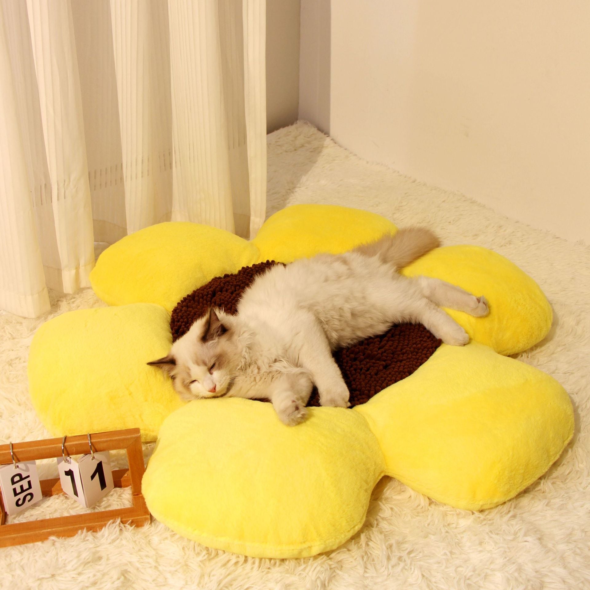 ットネスト ラウンドフラワーネスト 猫冬暖かいぬいぐるみ猫の巣四季ユニバーサルドッグネスト