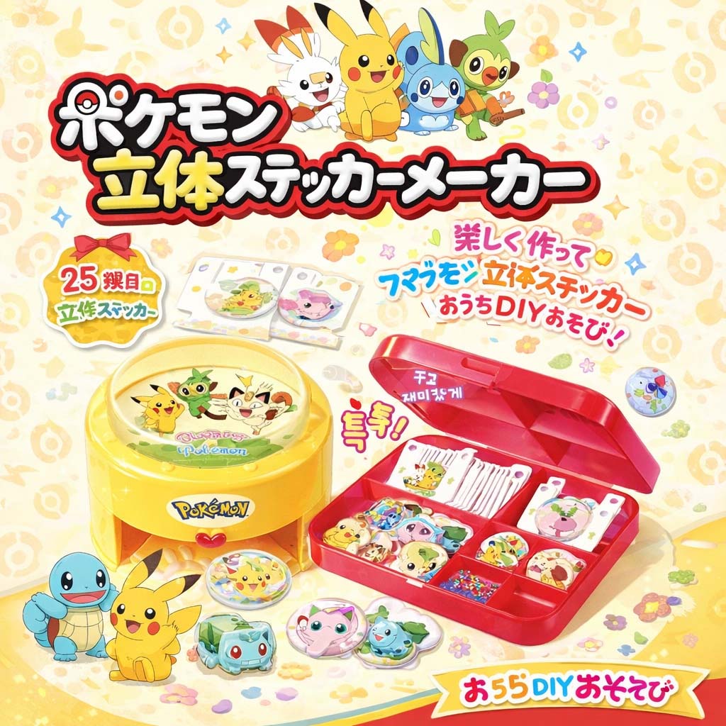 Pokémon 3D Sticker Maker DIY Craft Kit 25 sheet ウィドリームポケモン立体ステッカーメーカー25個立体ステッカー
