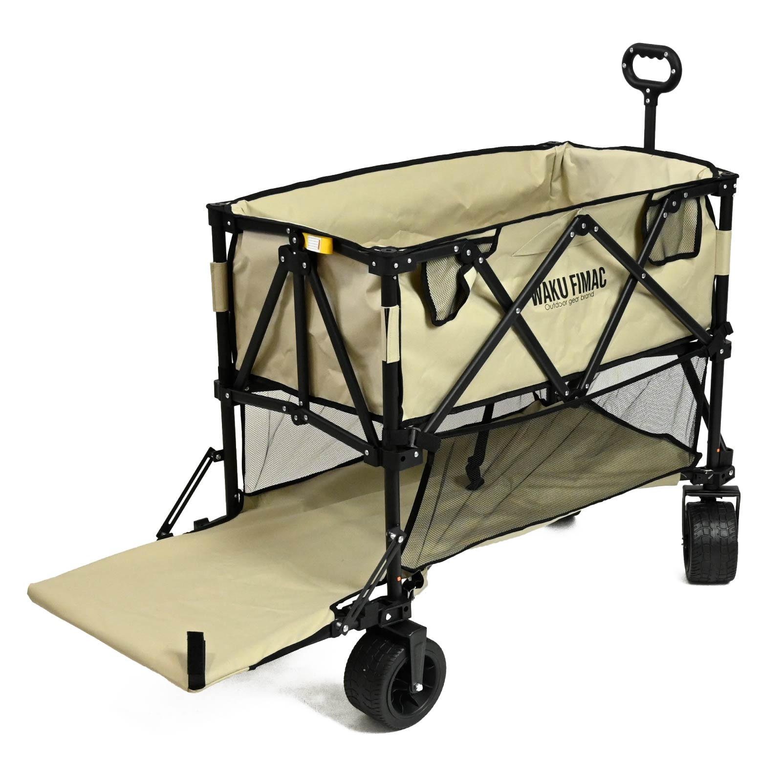 wakufimac アウトドアワゴン 2段 300L 後ろ開け キャリーワゴン キャリーカート 大容量 折りたたみ