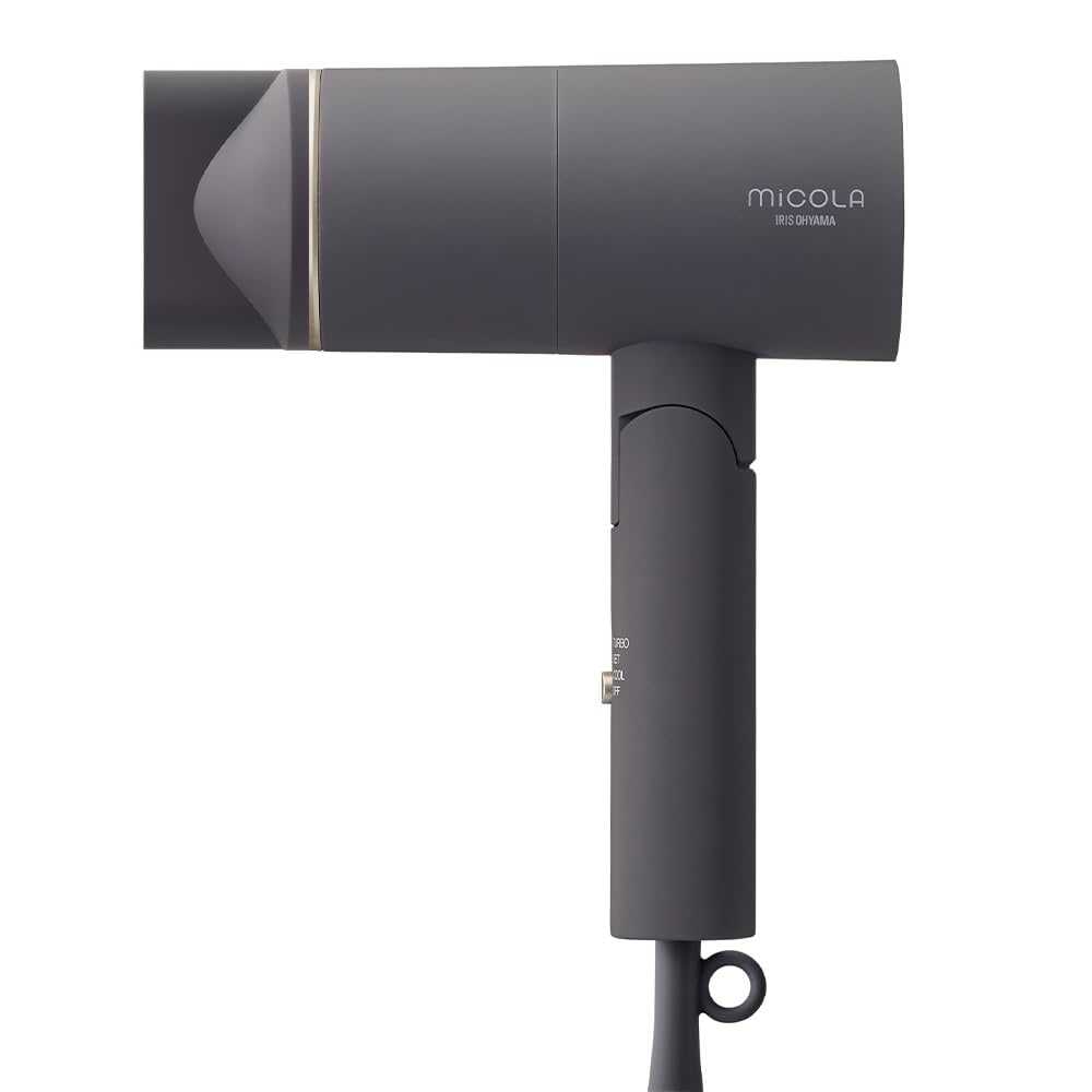 アイリスオーヤマ MiCOLA (ミコラ) ドライヤー　遠赤外線搭載 速乾 ダメージ軽減 大風量 イオンドライヤー アタッチメント付き HDR-M201-H ダークグレー 6,520円