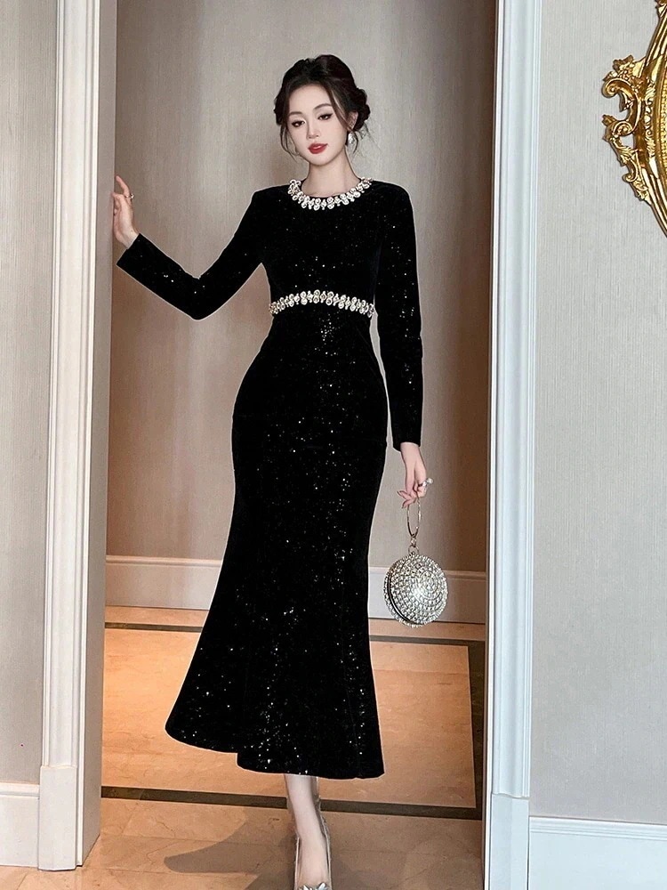 NEW 2026! 1～3日出荷 ワンピース 二次会 ウェディング 卒業式 演奏会 キラキラ ドレス キャバ マーメイド 同窓会 パーティー 披露宴 結婚式 人 秋